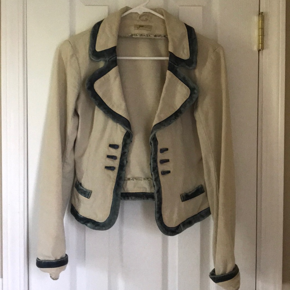 VINTAGE Moto style jacket with leather trim